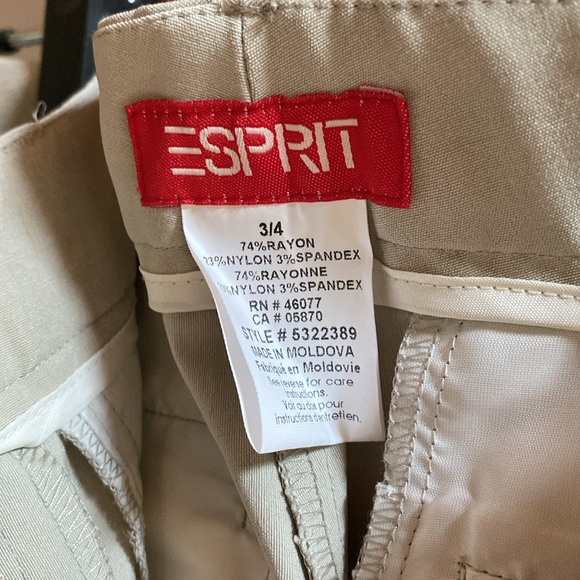 NWT Vintage Esprit Pants size 3/4 in Light Khaki - Picture 4 of 5